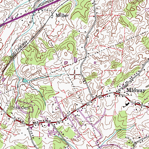 Topographic Map of Tamarack, TN