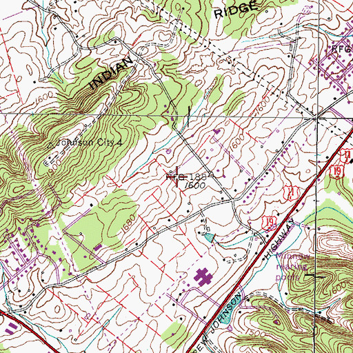 Topographic Map of Timberlake, TN