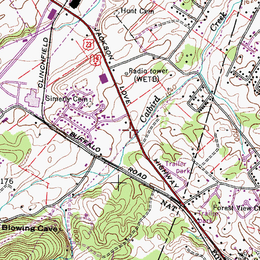 Topographic Map of Tipton-Haynes Farm, TN