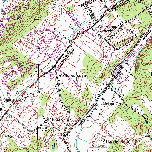 Topographic Map of Tunbridge, TN