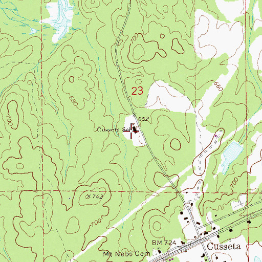 Topographic Map of Cusseta School, AL