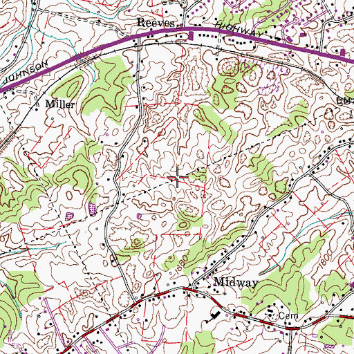 Topographic Map of Washington Heights, TN