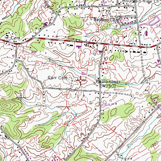 Topographic Map of Wellington Park, TN