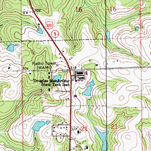 Topographic Map of Douglas MacArthur State Technical Institute, AL