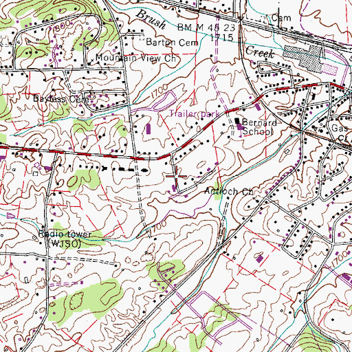Topographic Map of Woodhill Addition, TN