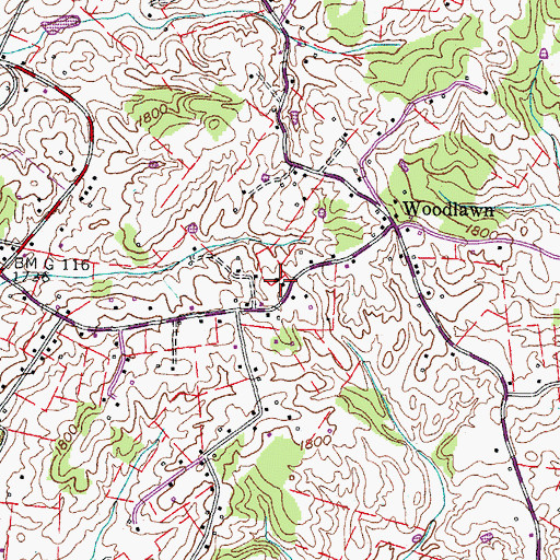 Topographic Map of Woodlawn School (historical), TN