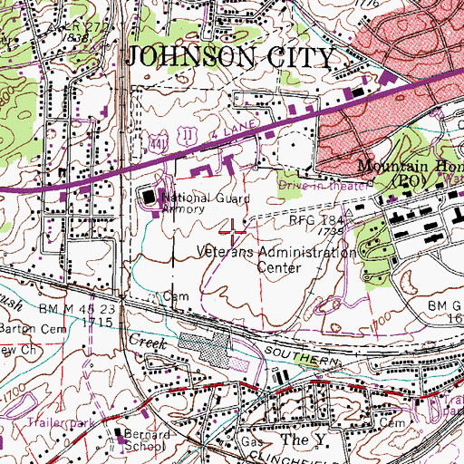 Topographic Map of Woodridge Hospital, TN