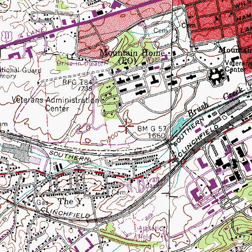 Topographic Map of Y Section, TN