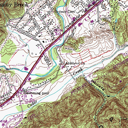 Topographic Map of Adeline School (historical), TN