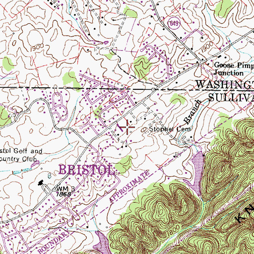 Topographic Map of Bethel Church (historical), TN
