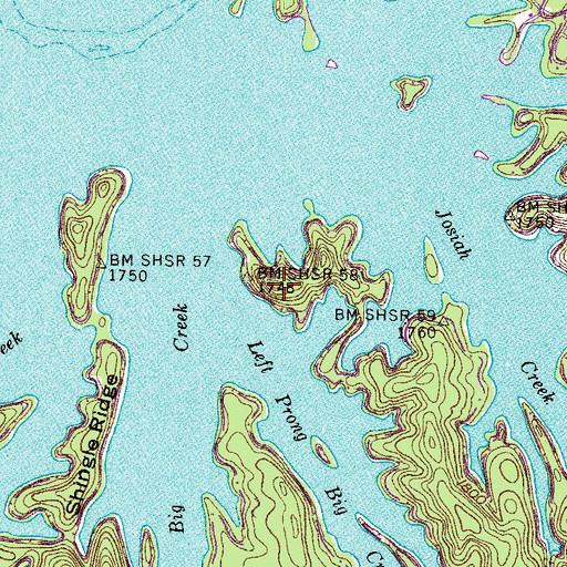 Topographic Map of Big Creek Lookout Tower (historical), TN