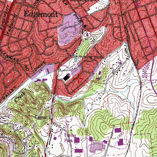 Topographic Map of Cedar Valley, TN