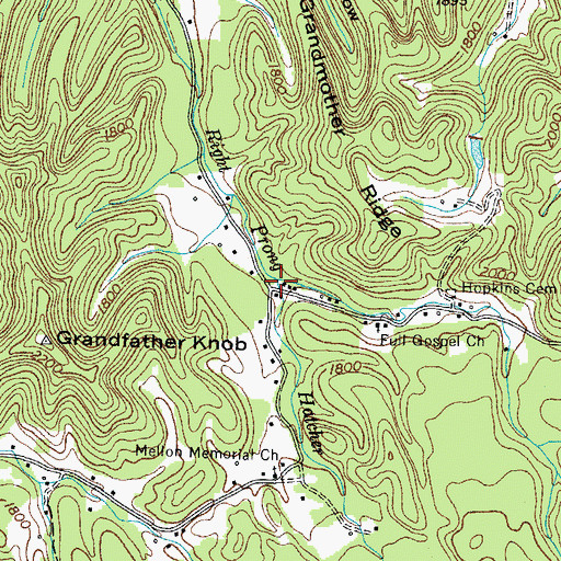 Topographic Map of Chestnut Branch, TN
