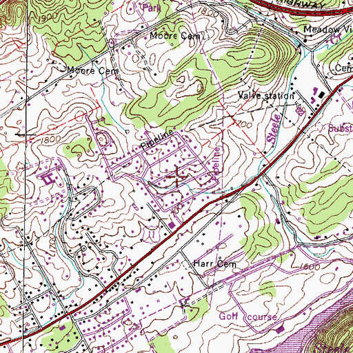 Topographic Map of Collingwood, TN