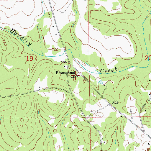 Topographic Map of Emmanuel Church, AL