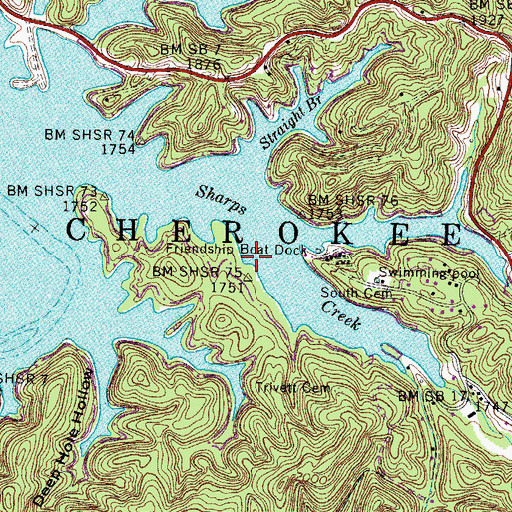 Topographic Map of Friendship Church (historical), TN