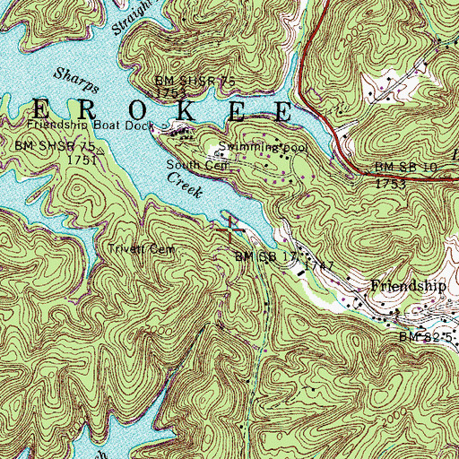 Topographic Map of Friendship School (historical), TN