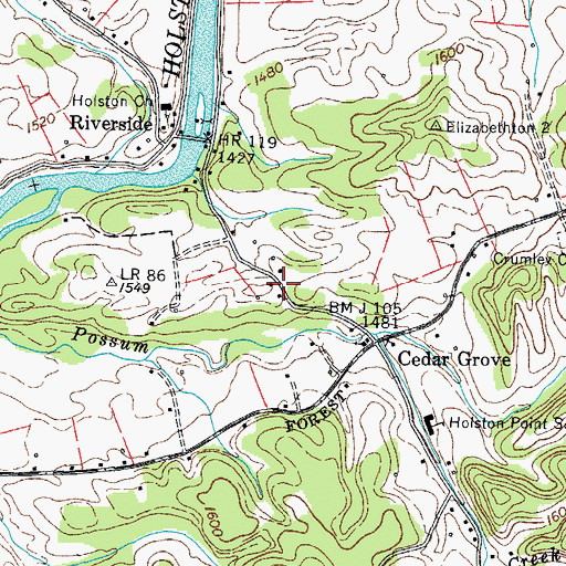 Topographic Map of High Point School (historical), TN