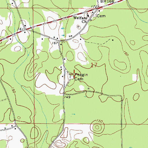 Topographic Map of Feagin Cemetery, AL