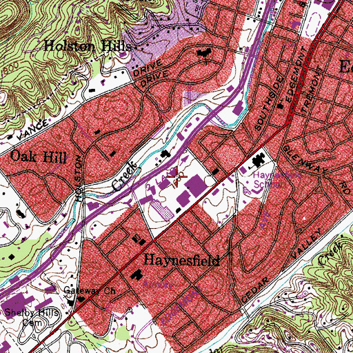 Topographic Map of Howards Shopping Center, TN