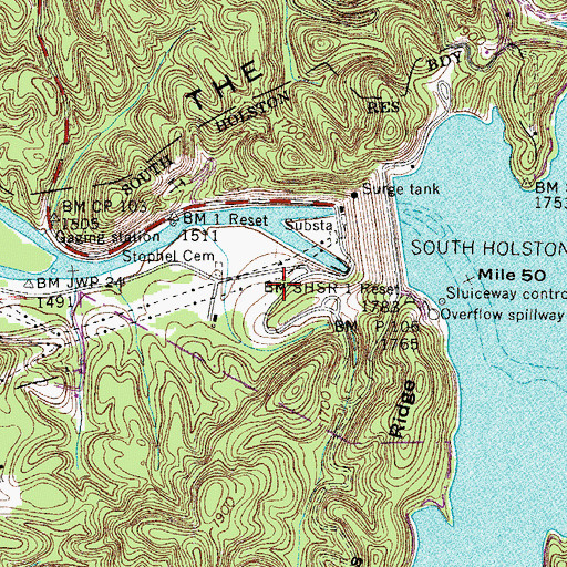Topographic Map of Rosedale Church (historical), TN