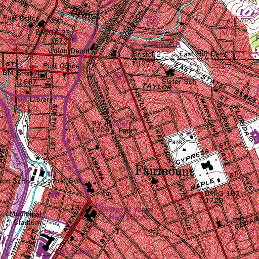 Topographic Map of Rotary Park, TN