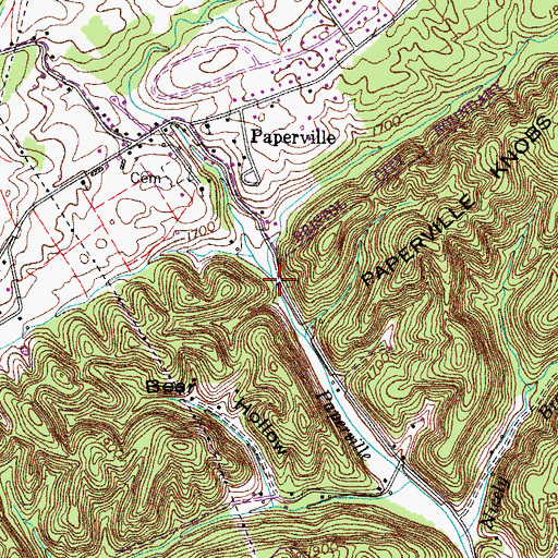 Topographic Map of Sinking Creek, TN