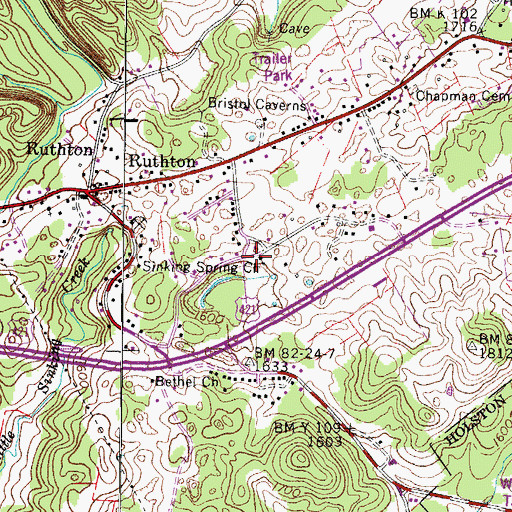 Topographic Map of Sinking Spring School (historical), TN