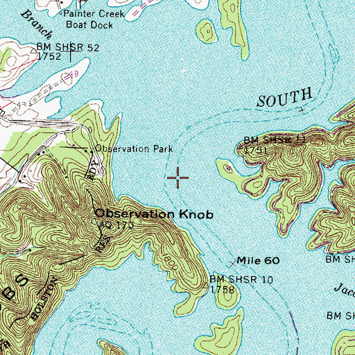 Topographic Map of South Bridge (historical), TN