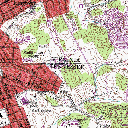 Topographic Map of Springdale, TN