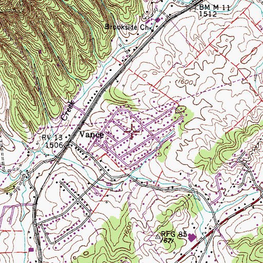 Topographic Map of Springfield Acres, TN