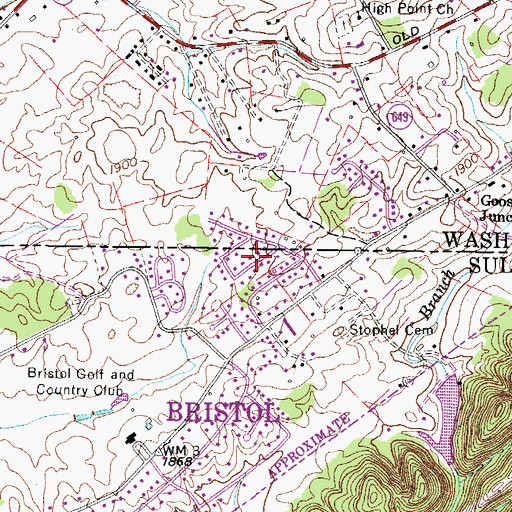 Topographic Map of Stonegate, TN