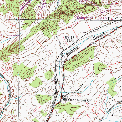 Topographic Map of Sullivan East High School, TN