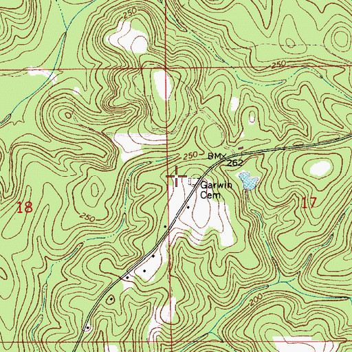Topographic Map of Garwin Cemetery, AL