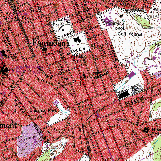 Topographic Map of Virginia Avenue Shopping Center, TN