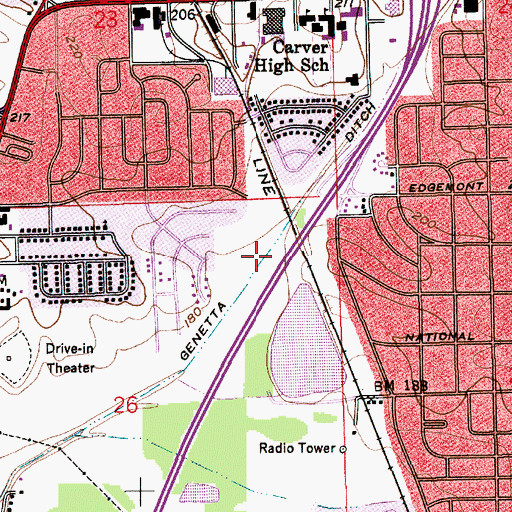 Topographic Map of Genetta Ditch, AL