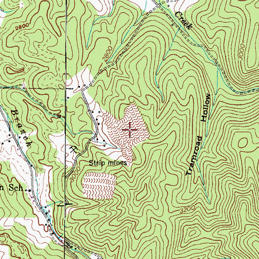 Topographic Map of Belle Hawkins Mine, TN
