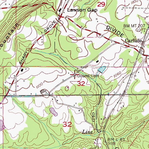 Topographic Map of Gilland Cemetery, AL