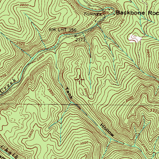 Topographic Map of East Tank Hollow Prospect, TN