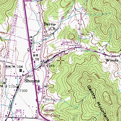 Topographic Map of Gentry Mine, TN