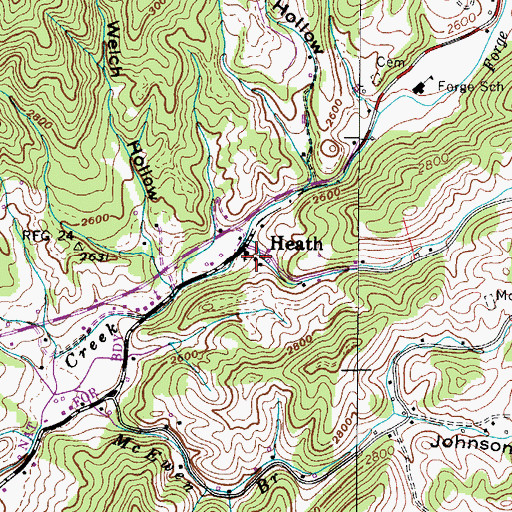 Topographic Map of Greenwood School (historical), TN