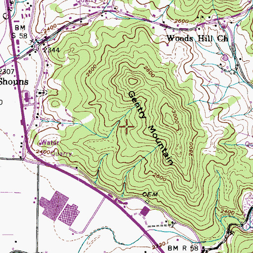 Topographic Map of Haskell Mine, TN