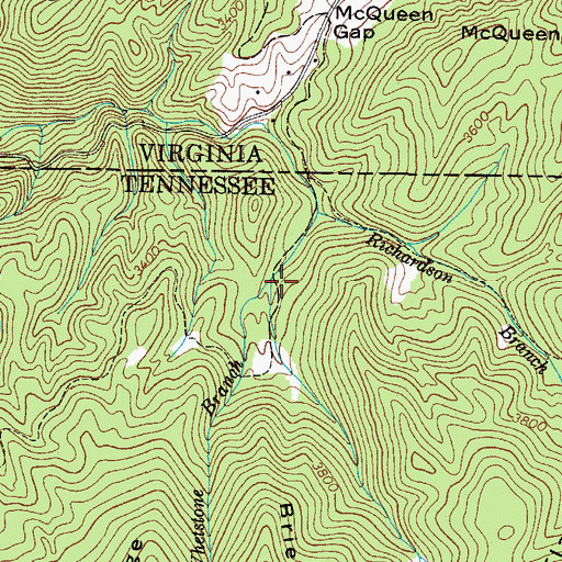 Topographic Map of Hawkins Branch, TN