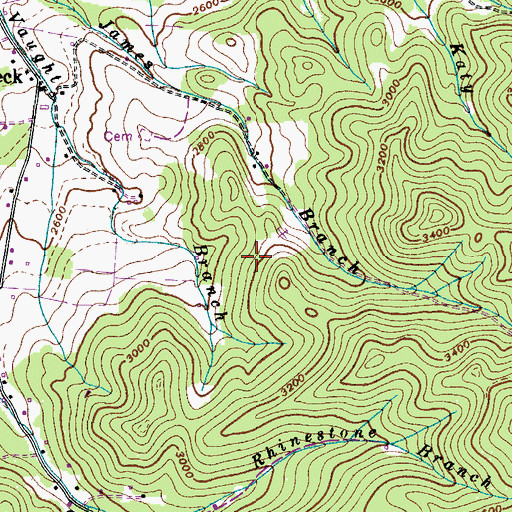 Topographic Map of James Branch Prospect, TN