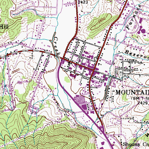 Topographic Map of Johnson County Middle School, TN