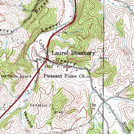 Topographic Map of Laurel Elementary School, TN