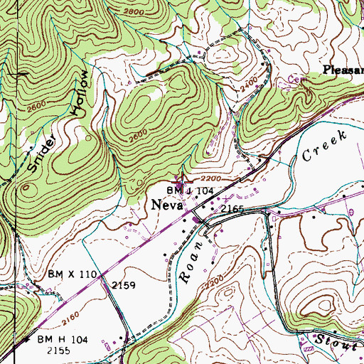 Topographic Map of Neva Elementary School, TN