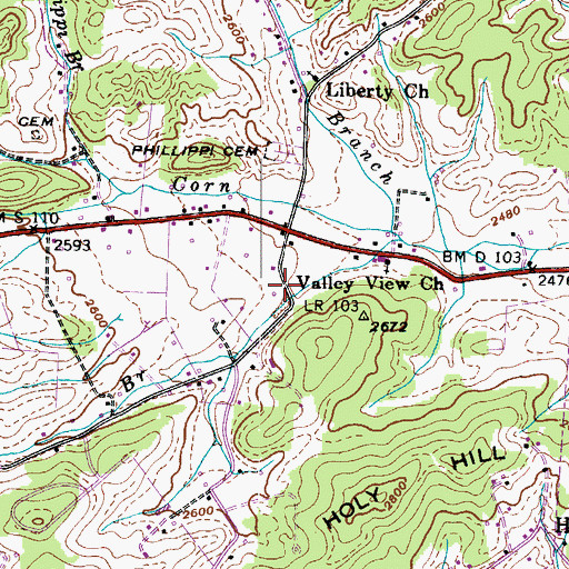 Topographic Map of Pleasant Valley School (historical), TN
