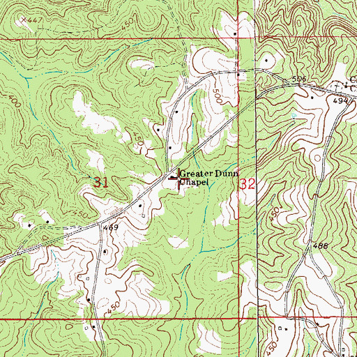 Topographic Map of Greater Dunn Chapel, AL