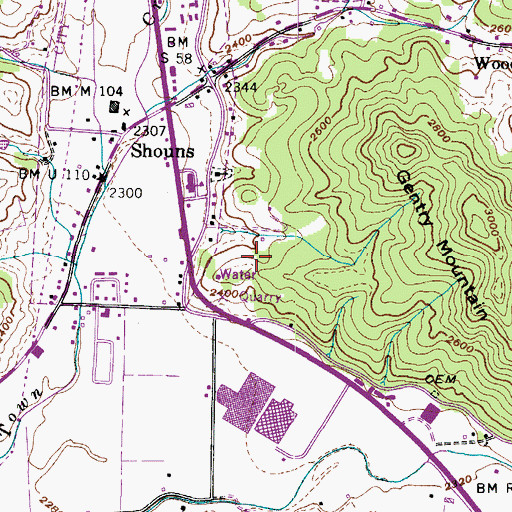 Topographic Map of Shouns Prospect, TN